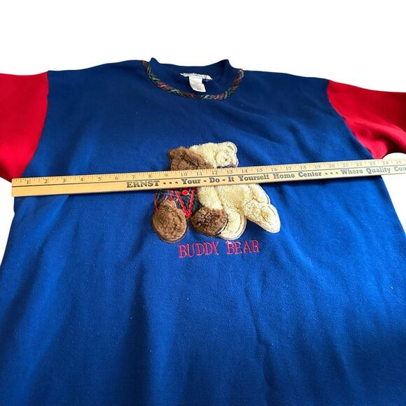 Vintage‎ 90s Night Gear Sweatshirt Nightgown One Sz Teddy Buddy Bear Plaid Comfy - Picture 8 of 12